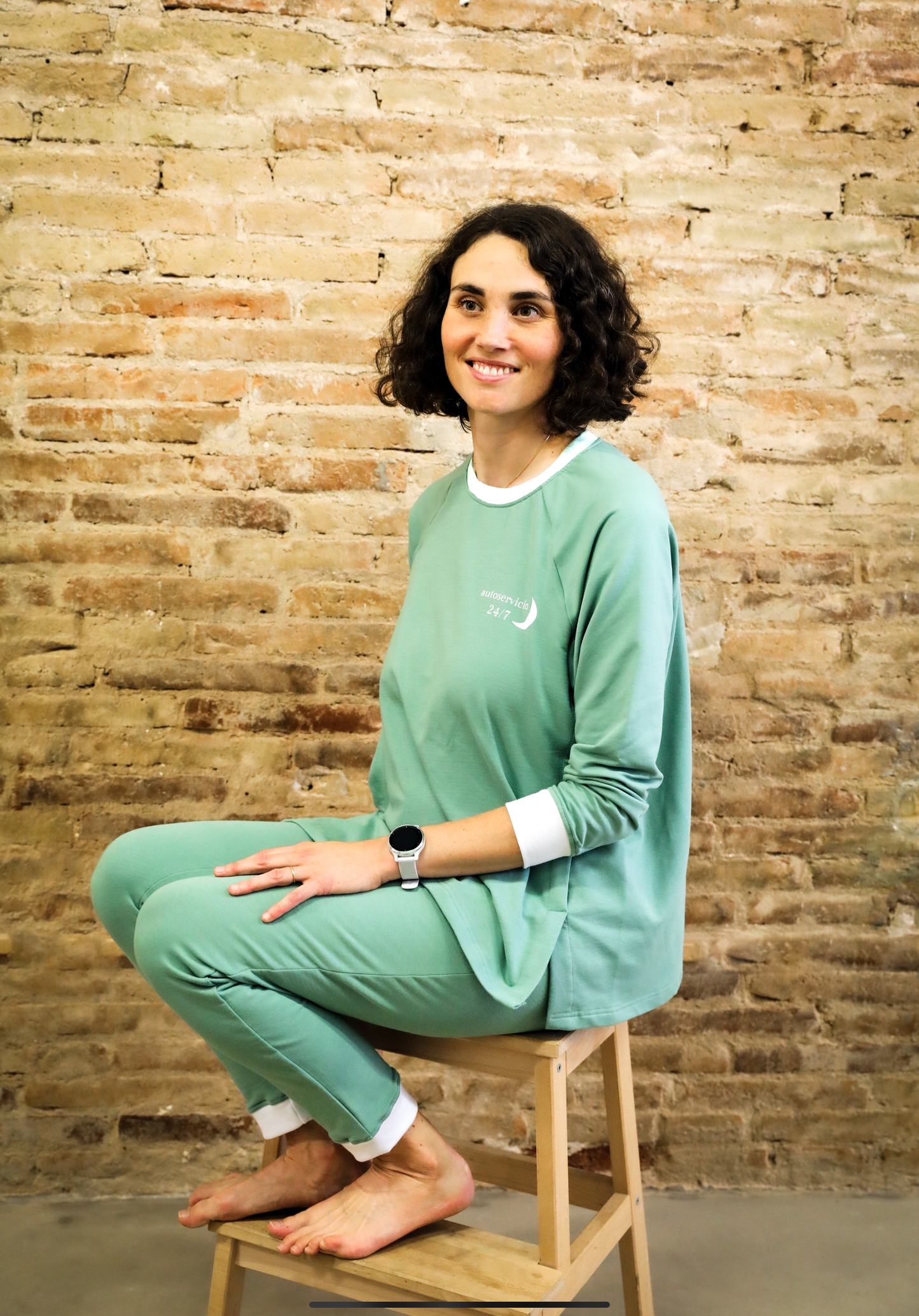 ¡ Segunda Mano ! Pijama de lactancia Gotiteta invierno - 2 piezas con varias manchas-Talla M