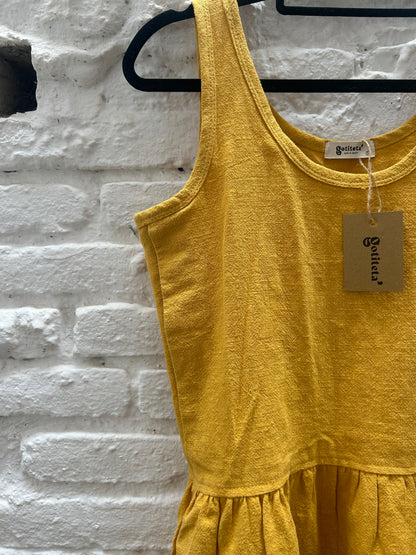 Vestido de Lino Mostaza talla S - Pieza Unica